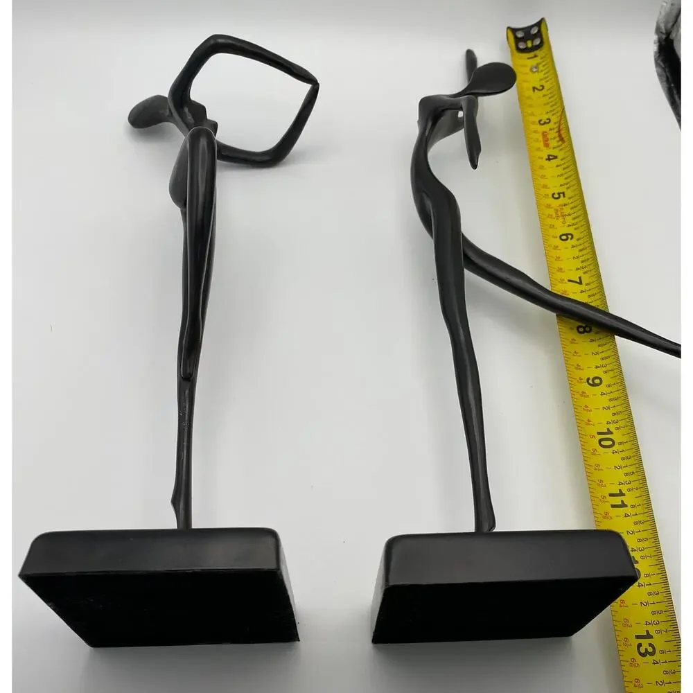 Pair Bodrul Khalique Modern Abstract Metal Dancer Sculptures